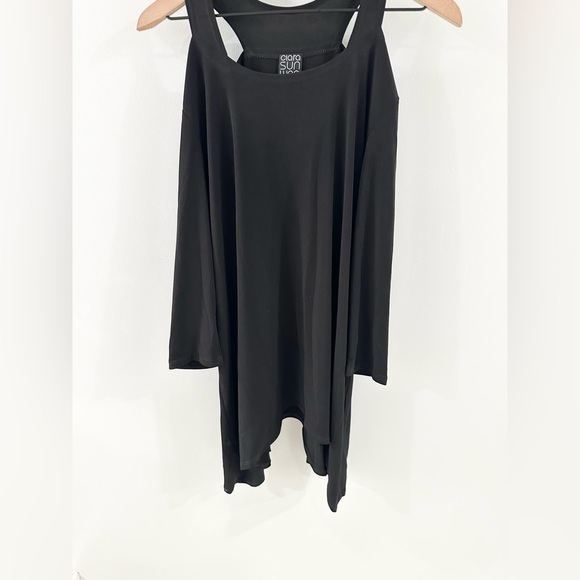 Clara Sunwoo Cold Shoulder Tunic Top Black Size Medium - Picture 6 of 8